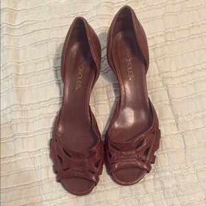 AEROSOLES Brown kitten Heels with lace Detailing